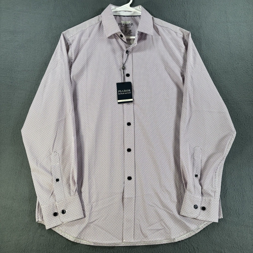 NWT Jos A Bank Traveler Motion Shirt Men's Medium Tailored Fit Micro Print